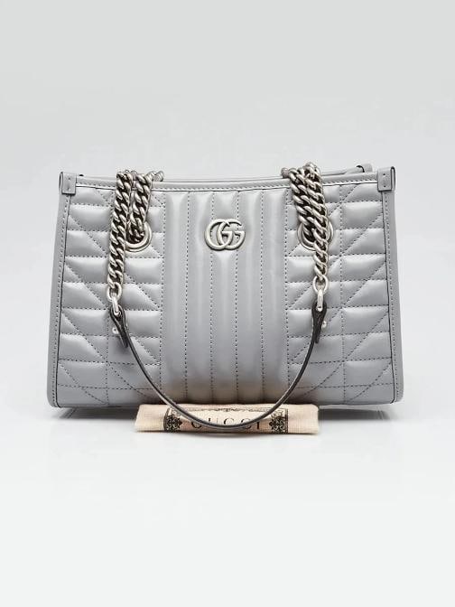 Gucci Grey Quilted Leather Marmont Aria Tote Bag - 11