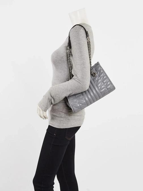 Gucci Grey Quilted Leather Marmont Aria Tote Bag - 2