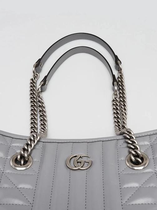 Gucci Grey Quilted Leather Marmont Aria Tote Bag - 7