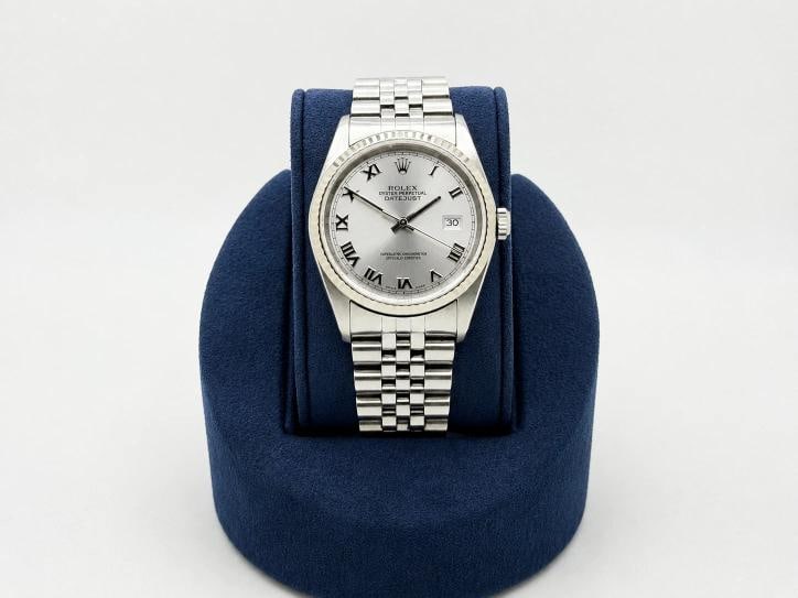 2004 Rolex Datejust 16234 36mm Silver Roman Dial 18k Gold Steel Jubilee - 2