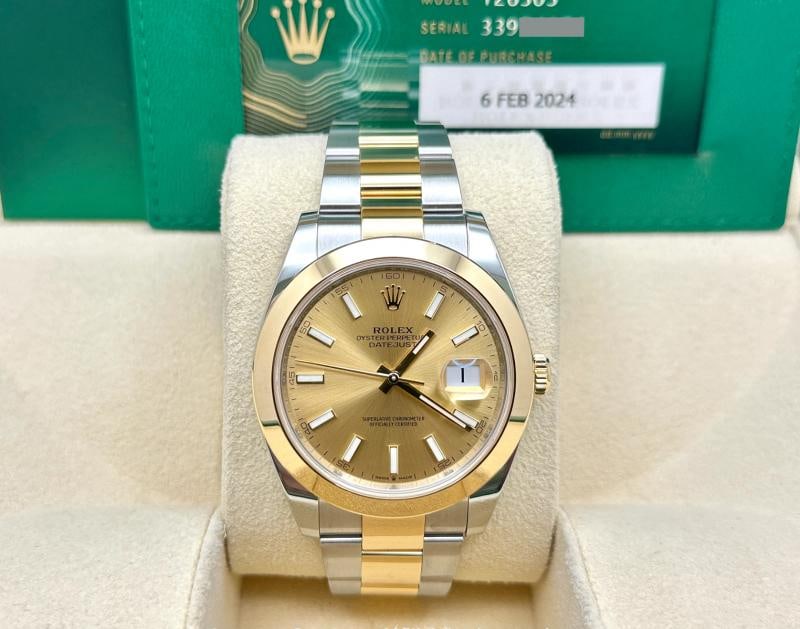 2024 Rolex Datejust 41 126303 Champagne Dial 18K Yellow Gold Steel Box Papers - 2