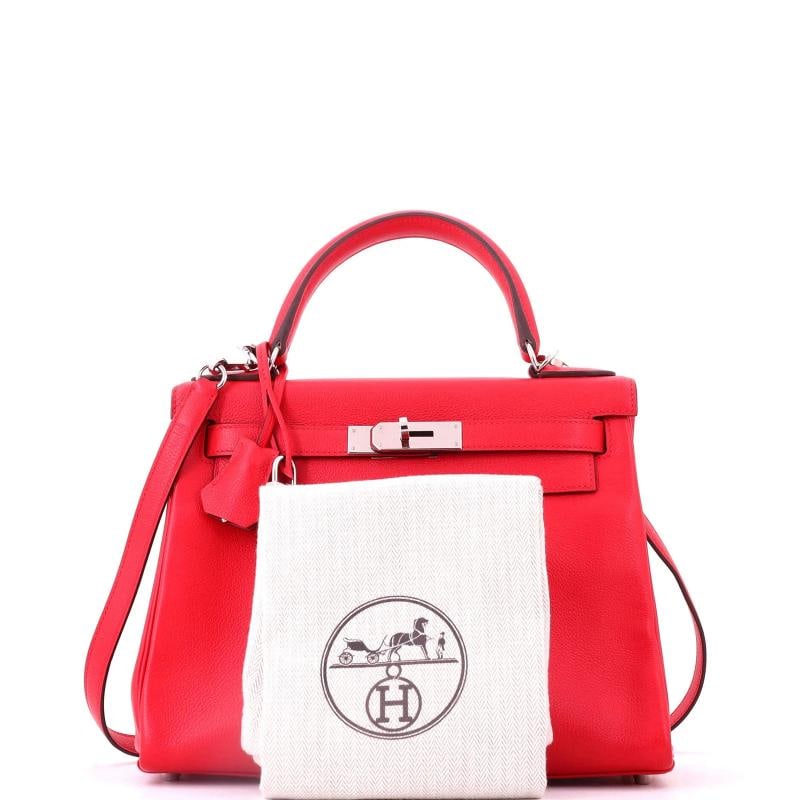 Hermes Kelly Handbag Verso Evercolor with Palladium Hardware 28 - 2