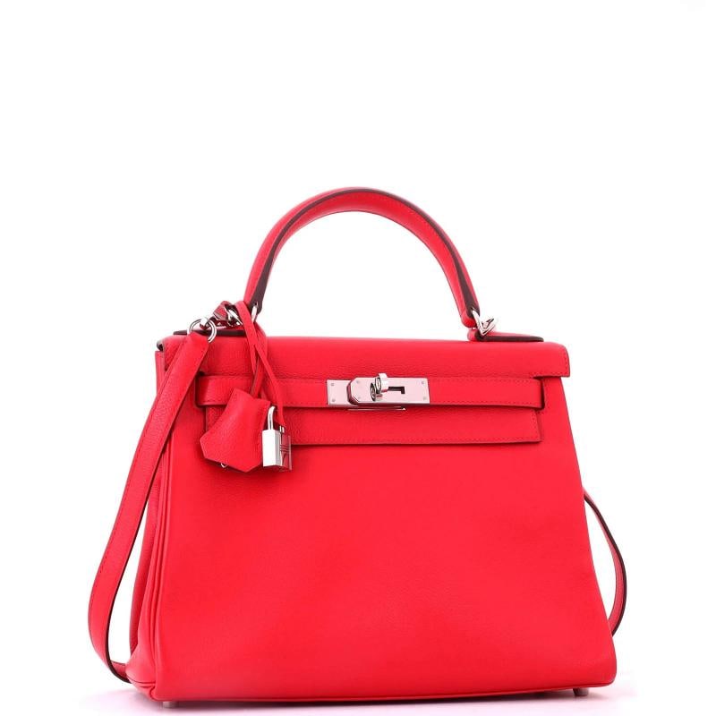 Hermes Kelly Handbag Verso Evercolor with Palladium Hardware 28 - 3