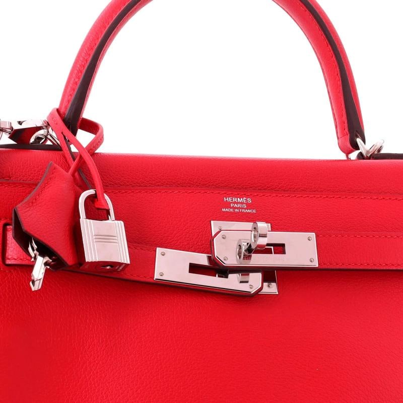 Hermes Kelly Handbag Verso Evercolor with Palladium Hardware 28 - 7