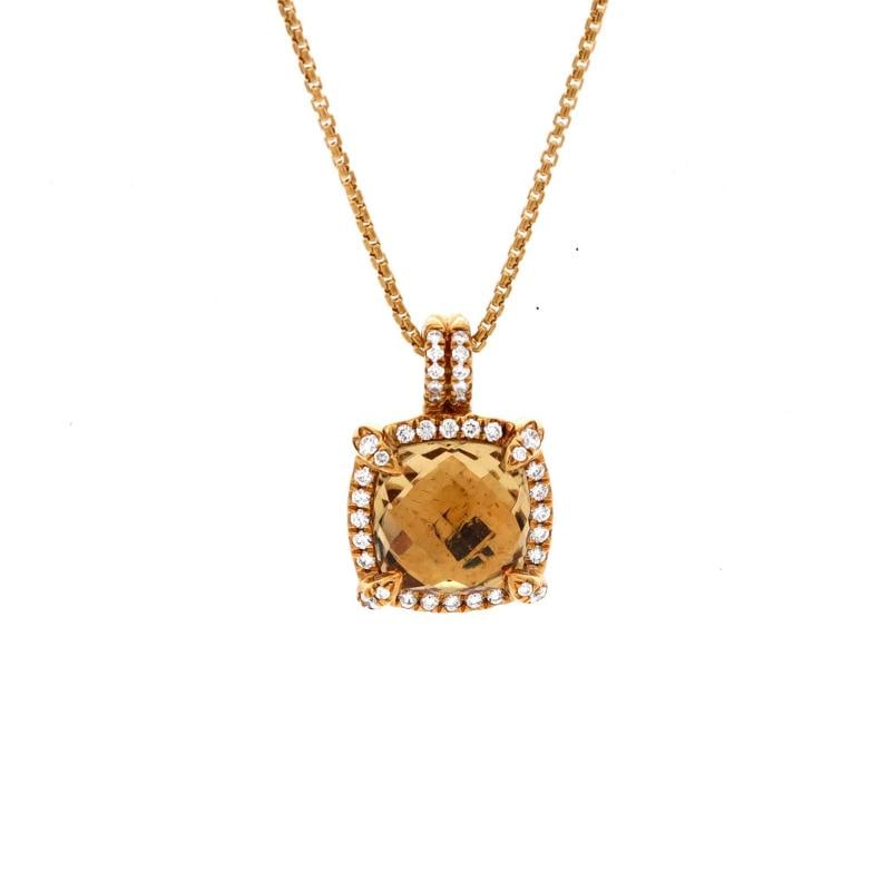 David Yurman Chatelaine Pendant Necklace 18K Yellow Gold with Citrine: Condition: Pre-owned - Good,Brand: David Yurman,Main Stone: Citrine,Metal: 18K Yellow Gold,Metal Purity: 18K,Style: Pendant,Type: Necklace,Color: Yellow Gold,Material: 18K Yellow Gold, Citrine,