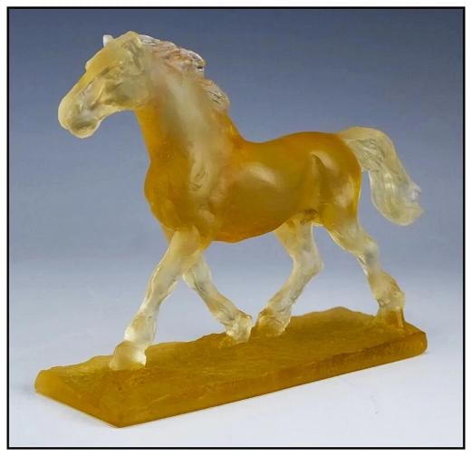 Jean Francois Leroy Daum Pate De Verre Glass Sculpture Signed Horse Trotter Art - 2
