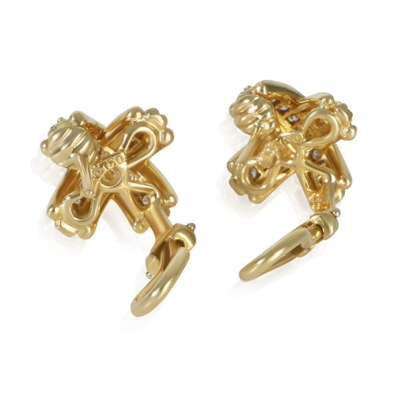 Tiffany & Co. Yellow Gold Diamond Vintage Signature X Earrings - 5
