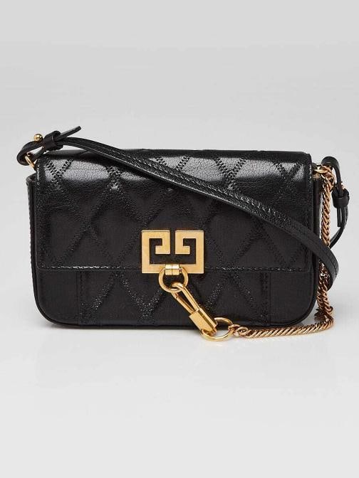 Givenchy Black Quilted Leather GV3 Crossbody Bag: Condition: Pre-owned - Good,Brand: Givenchy,Exterior Material: Leather,Style: Crossbody Bags,Everyday Bags,Exterior Color: Black,Department: Women,Country of Origin: Italy Description This new and