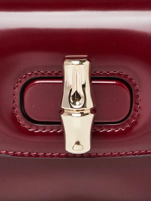 Gucci Dark Red Smooth Leather Mini Bamboo Night Shoulder Bag - 5