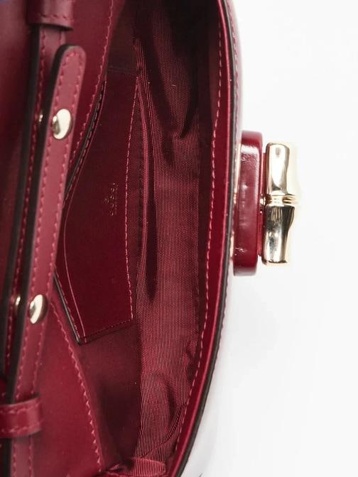 Gucci Dark Red Smooth Leather Mini Bamboo Night Shoulder Bag - 8