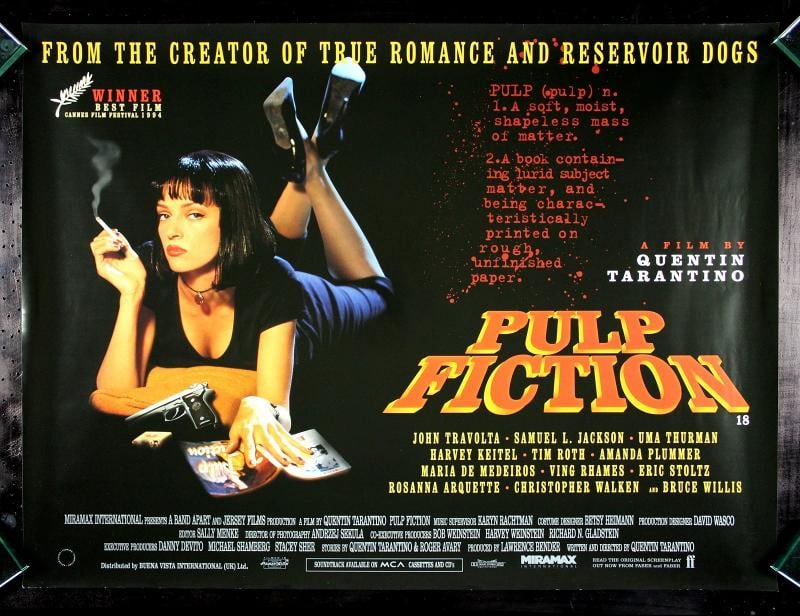 PULP FICTION VINTAGE ORIGINAL BRITISH QUAD MOVIE POSTER 1994: Object Type: Poster,Original/Reproduction: Original,Industry: Movies,Country of Origin: United Kingdom his is a genuine 30" x 40" U.K. BRITISH QUAD ORIGINAL MOVIE POSTER issued by the studio when the