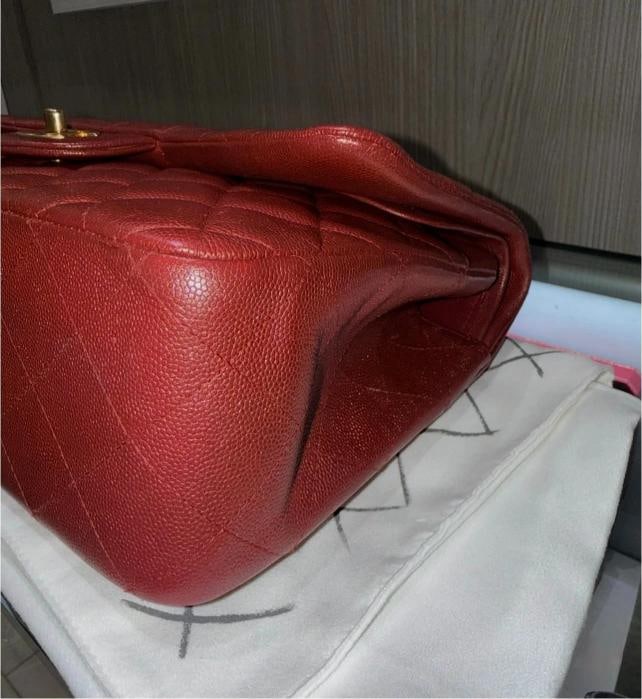 Chanel Classic Jumbo Double Flap in Iridescent Burgundy Quilted Caviar w/GHW 18C - 8