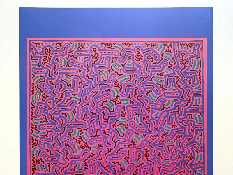 KEITH HARING ESTATE RARE 1999 LITHOGRAPH PRINT POP ART POSTER " UNTITLED " 1984 - 3