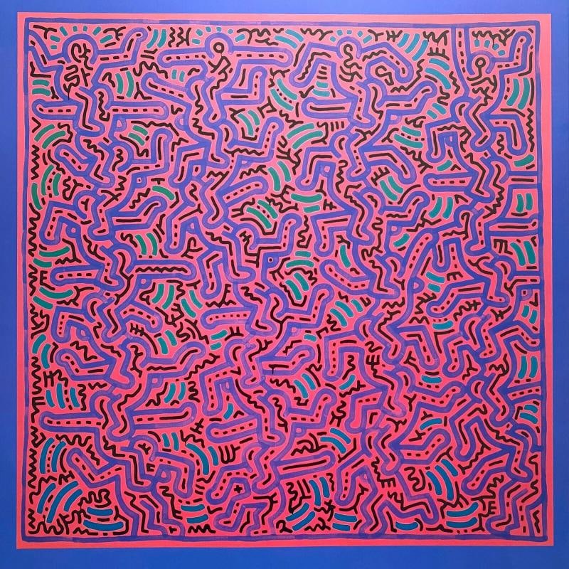 KEITH HARING ESTATE RARE 1999 LITHOGRAPH PRINT POP ART POSTER " UNTITLED " 1984 - 5