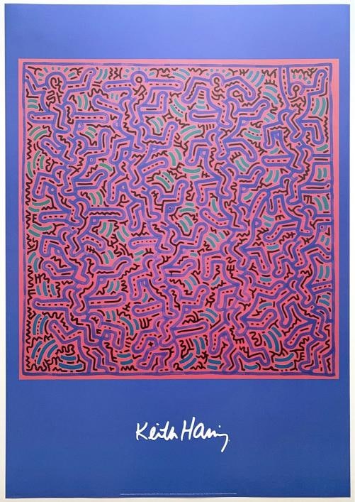 KEITH HARING ESTATE RARE 1999 LITHOGRAPH PRINT POP ART POSTER " UNTITLED " 1984 - 7