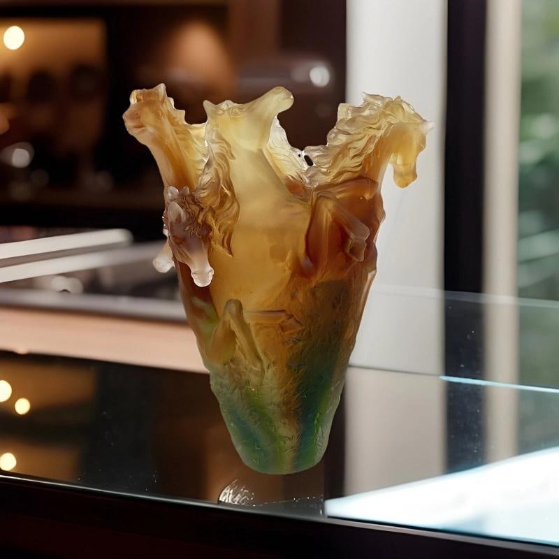 Xl Nancy Daum Style Horse Vase Amber Multi H9Ã¢â‚¬Â? Heavy Art Glass : Condition: Used: An item that has been used previously. The item may have some signs of cosmetic wear, but is fully operational and functions as intended. This item may be a floor model or store retur
