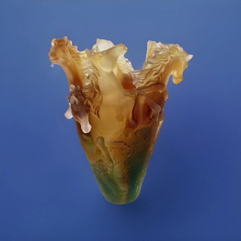 Xl Nancy Daum Style Horse Vase Amber Multi H9Ã¢â‚¬Â? Heavy Art Glass  - 3