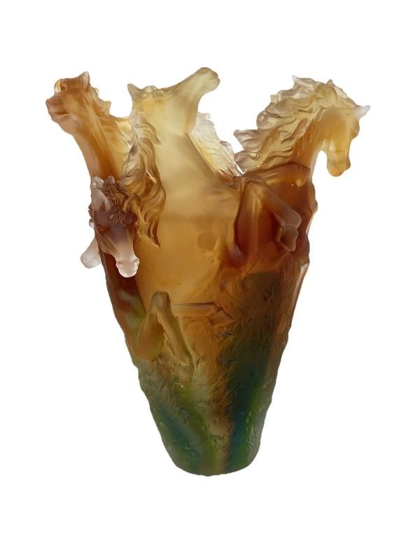 Xl Nancy Daum Style Horse Vase Amber Multi H9Ã¢â‚¬Â? Heavy Art Glass  - 5