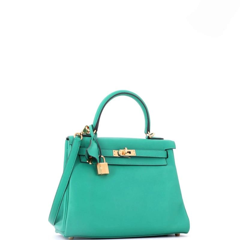 Hermes Kelly Handbag Green Swift with Gold Hardware 25 - 2