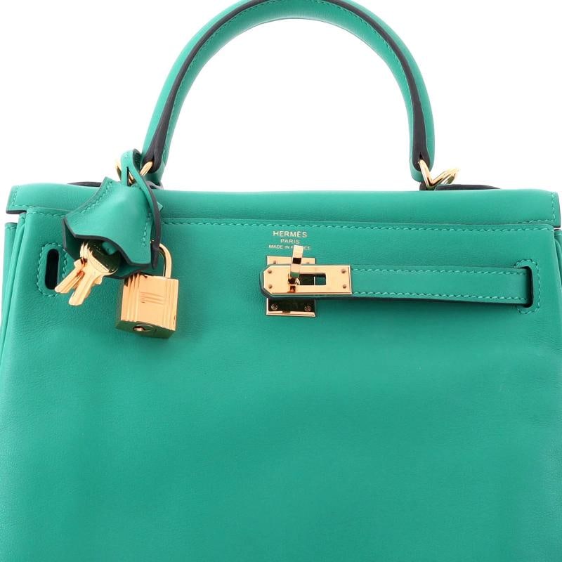 Hermes Kelly Handbag Green Swift with Gold Hardware 25 - 5
