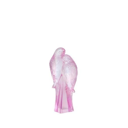 LALIQUE TWO PARAKEETS PINK LUSTER SCULPTURE #10802000 BRAND NIB BIRDS - 2
