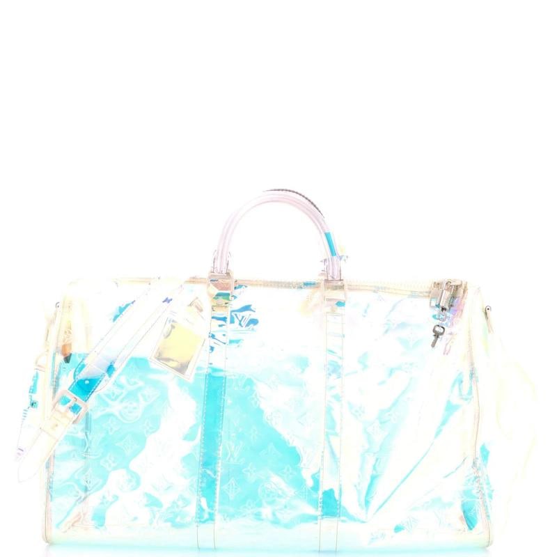 Louis Vuitton Keepall Bandouliere Bag Limited Edition Monogram Prism PVC 50: Accessories: Keys, Luggage Tag, Lock, Poignet, With Strap Measurements: Handle Drop 4", Height 11.5", Width 19.5", Depth 11.5", Strap Drop 13-17". Condition: Pre-owned - Good,Brand: Louis