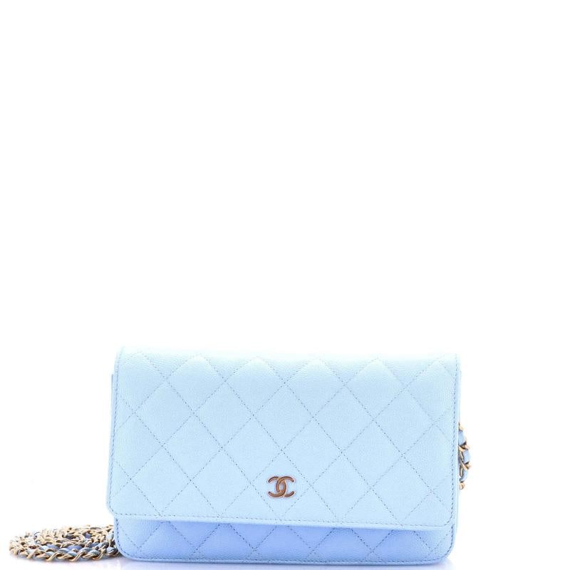 Chanel Wallet on Chain Quilted Caviar: Accessories: Dust Bag Measurements: Handle Drop 10", Height 5", Width 7.5", Depth 1", Strap Drop 25". Condition: Pre-owned - Good,Brand: Chanel,Exterior Material: Leather,Style: Cross Body
