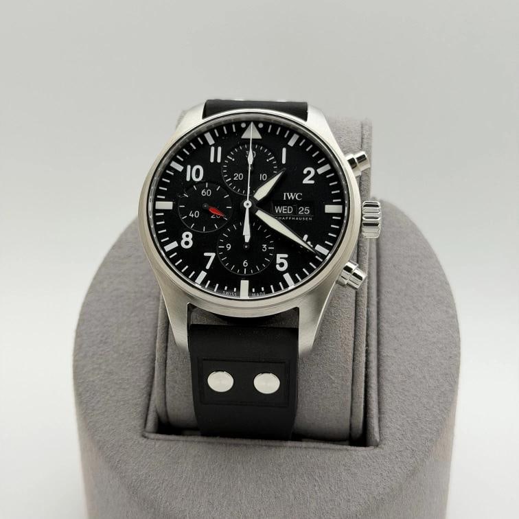 IWC Pilot Chronograph IW377709 43mm Black Dial Stainless Steel Box Papers - 2