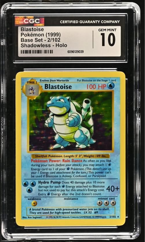 1999 Pokemon Base Set #2 Blastoise Holo Shadowless CGC 10 GEM MINT: Condition: Graded - CGC 10: Professionally graded ,Graded: Yes,Game: PokÃƒÂ©mon,Character: Blastoise,Rarity: Shadowless,Holo,Features: Shadowless,Holo,Set: 1999 Base Set,Card Numbe