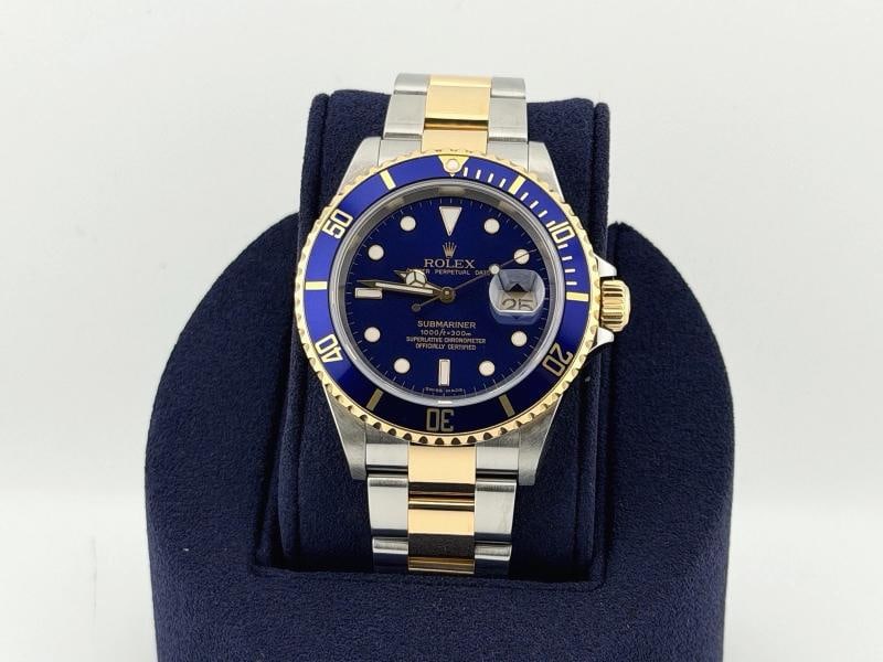 2007 Rolex Submariner Date Blue 16613 40mm Blue Dial 18k Yellow Gold Steel - 14