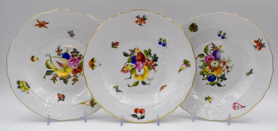 12 Herend Hand Painted Fruits & Flower Dessert/Salad Plates - Mint Condition - 5