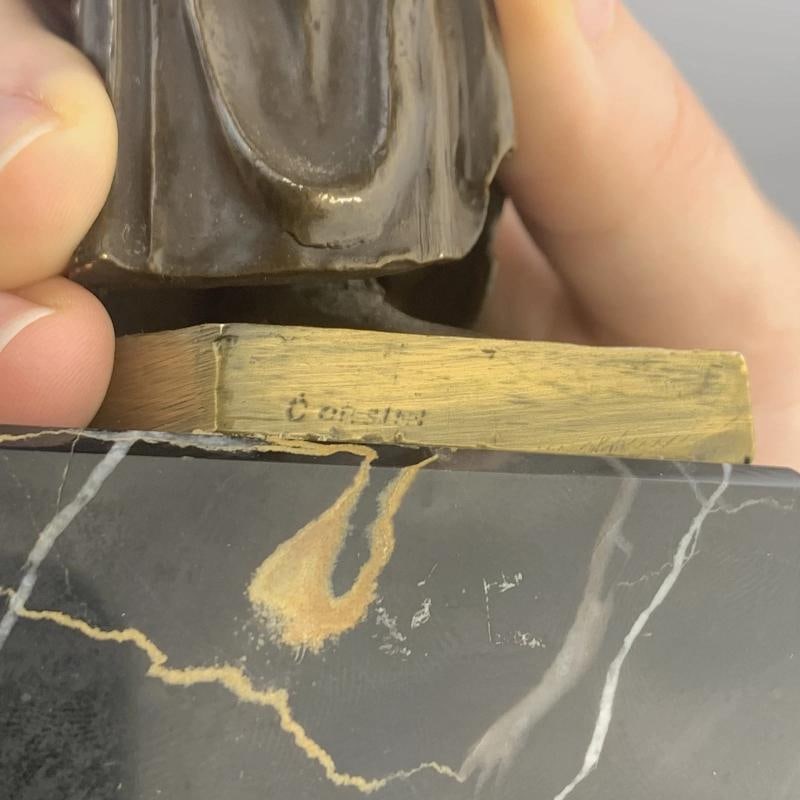 c1890 Small Beethoven Bronze Statue Marble Base Signed Corsini 8 1/2" Tall - 10