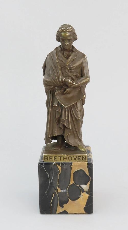 c1890 Small Beethoven Bronze Statue Marble Base Signed Corsini 8 1/2" Tall (1 of 10)