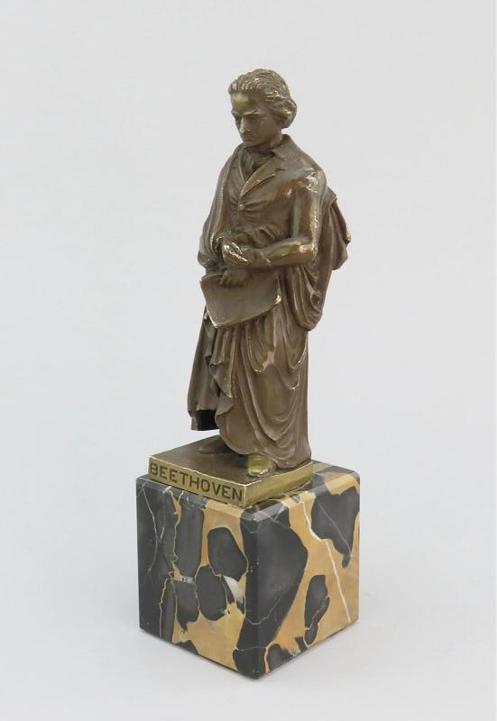 c1890 Small Beethoven Bronze Statue Marble Base Signed Corsini 8 1/2" Tall - 2