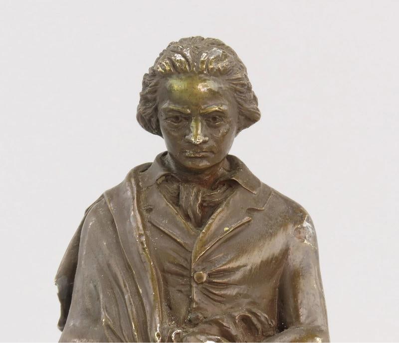 c1890 Small Beethoven Bronze Statue Marble Base Signed Corsini 8 1/2" Tall - 5