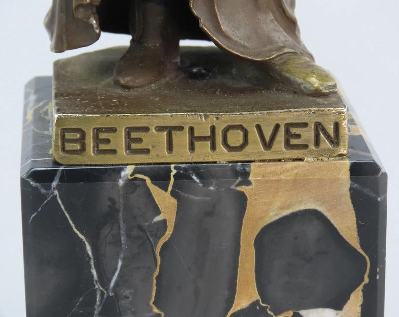c1890 Small Beethoven Bronze Statue Marble Base Signed Corsini 8 1/2" Tall - 7