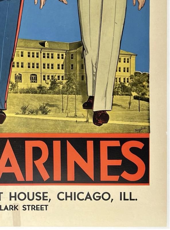 Original Vintage Poster FACE THE FUTURE WITH THE U.S. MARINES World War II LINEN - 5