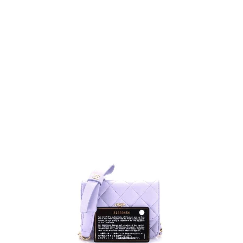 Chanel Bow Strap Card Holder on Chain Quilted Lambskin - 2