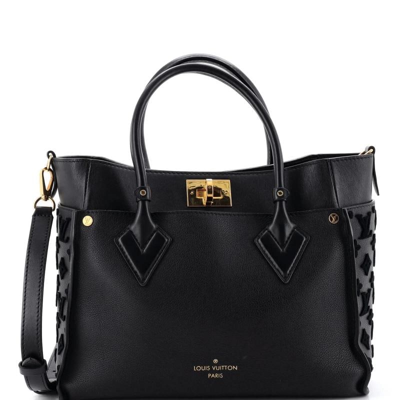 Louis Vuitton On My Side Tote Monogram Tuffetage Leather MM: Accessories: Dust Bag, With Strap Measurements: Handle Drop 4", Height 10", Width 12", Depth 5", Strap Drop 20-22", Condition: Pre-owned - Good,Brand: Louis Vuitton,Exterior Material: Leather,