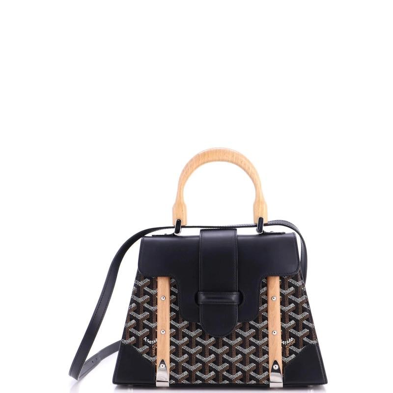 Goyard Saigon Top Handle Bag Coated Canvas with Leather PM: Accessories: With Strap Measurements: Handle Drop 3.5", Height 8", Width 11", Depth 4.5", Strap Drop 20-25". Condition: Pre-owned - Good,Brand: Goyard,Exterior Material: Canvas Coated, Leather,