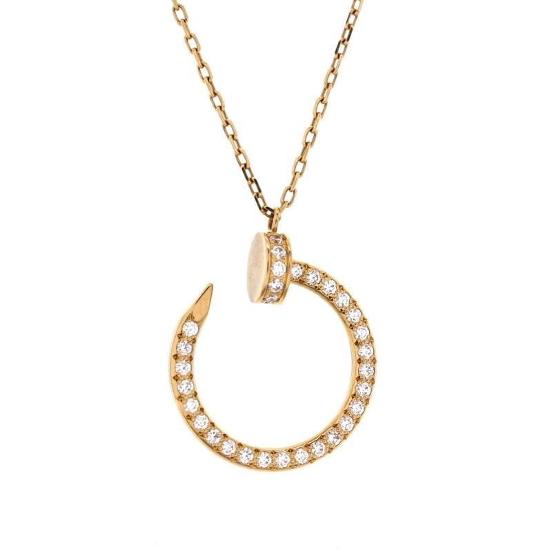 Cartier Juste un Clou Pendant Necklace 18K Yellow Gold and Pave Diamonds: Measurements: Length: 15.25 - 16.0 ", Pendant Length: 22.70 mm, Pendant Width: 18.80 mm . Condition: Pre-owned - Good,Brand: Cartier,Main Stone: Diamond,Metal: 18K Yellow Gold,Metal Purity: