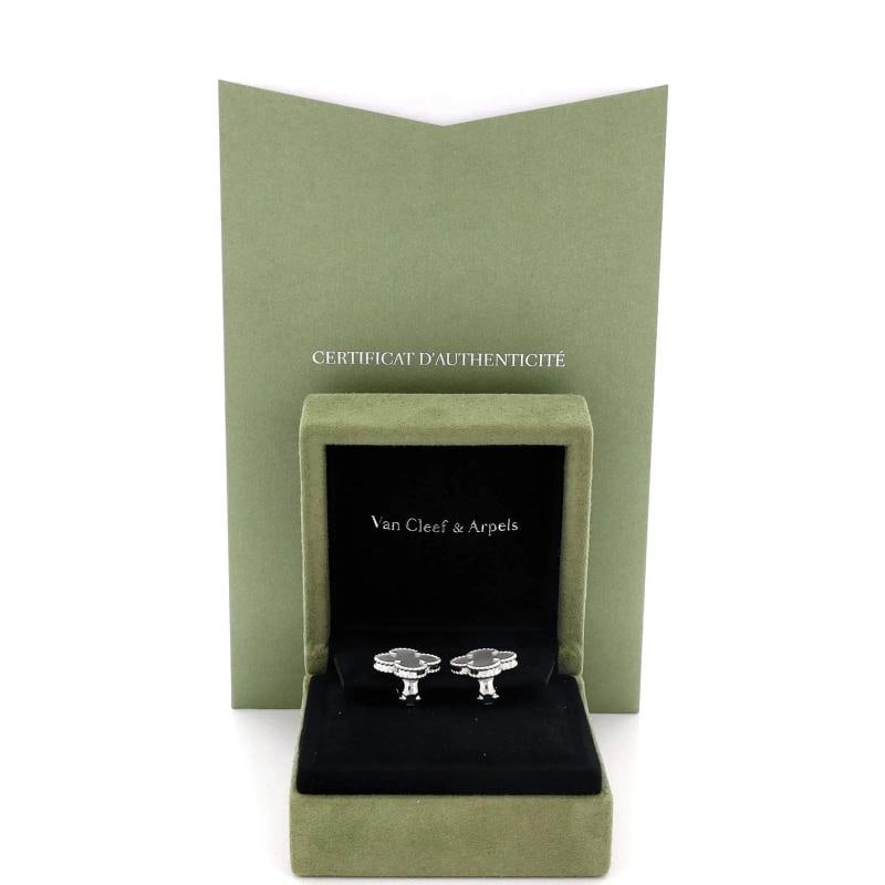 Van Cleef & Arpels Vintage Alhambra Earrings 18K White Gold and Mother of Pearl - 2