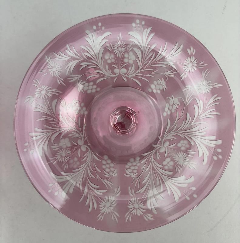Rare Pair c1915 Carder Steuben Red Cut Clear Low Tazzas Compotes Pedestal Bowls - 5