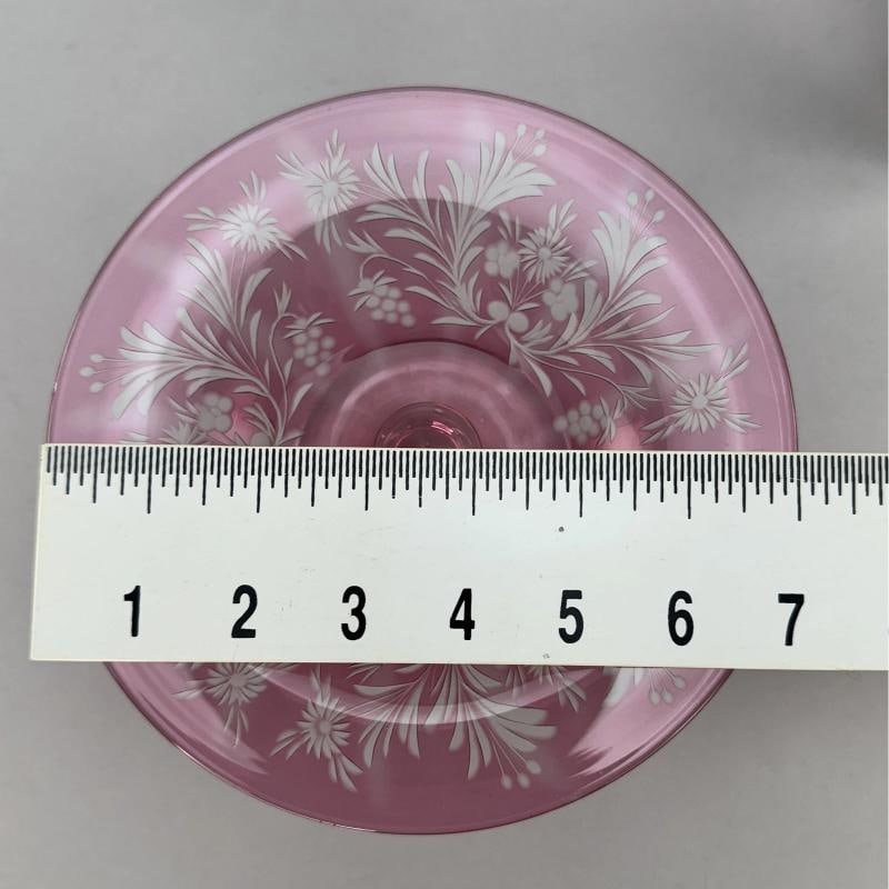 Rare Pair c1915 Carder Steuben Red Cut Clear Low Tazzas Compotes Pedestal Bowls - 8