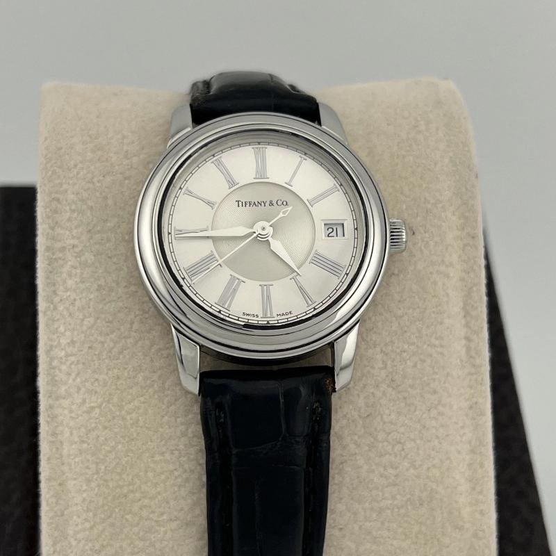 Tiffany & Co. Resonator 27mm Silver Dial Stainless Steel Watch: Condition: Pre-owned - Excellent,Country of Origin: Switzerland,Bezel Color: Silver,Movement: Mechanical (Automatic),Seller Warranty: Yes,Dial Pattern: Silver,Indices: Roman Numerals,Band/Strap: