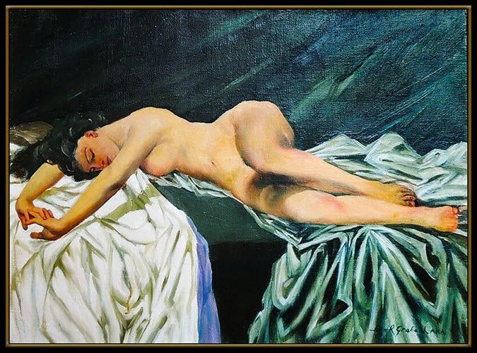 John Grabach Large Original Painting Oil On Canvas Signed Portrait Framed Art - 2