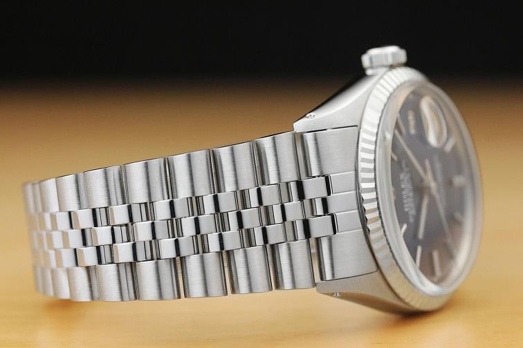 ROLEX MENS DATEJUST 1601 BLUE DIAL 18K WHITE GOLD STAINLESS STEEL JUBILEE WATCH - 7