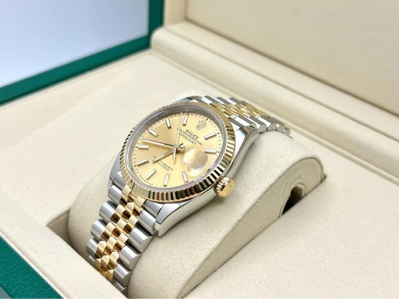 2025 Rolex Datejust 126233 36mm Champagne Dial 18K Gold Steel Box Paper Jubilee - 5