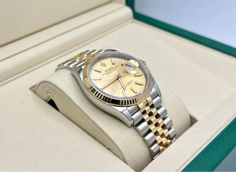 2025 Rolex Datejust 126233 36mm Champagne Dial 18K Gold Steel Box Paper Jubilee - 7