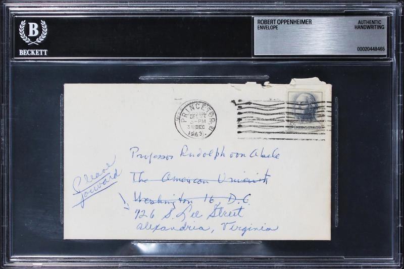 Robert Oppenheimer Authentic 3.5x6 1963 Envelope Handwriting Sample BAS Slabbed: Condition: New: A brand-new, unused, unopened, undamaged item (including handmade items).. ,Autograph Authentication: Beckett,Original/Reproduction: Original,PRODUCT_COA: